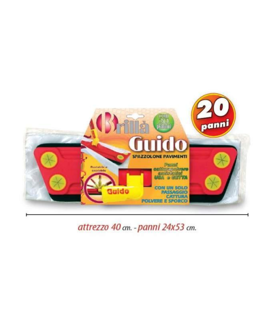 SPAZZOLONE PAVIMENTO GUIDO CON20 PANNI VELINE