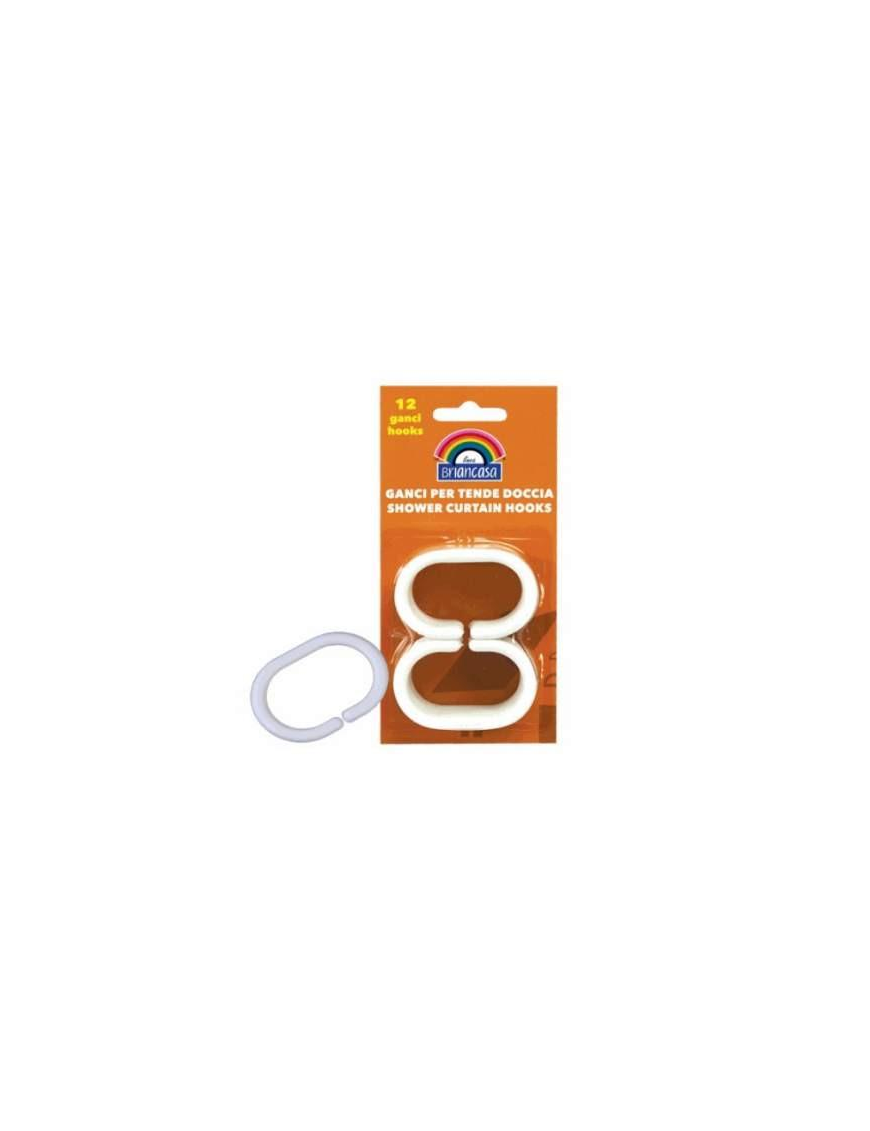 BRICO LINE WHITE RING HOOKS FOR SHOWER CURTAIN