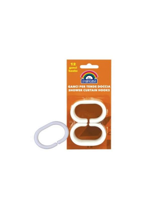 BRICO LINE WHITE RING HOOKS FOR SHOWER CURTAIN