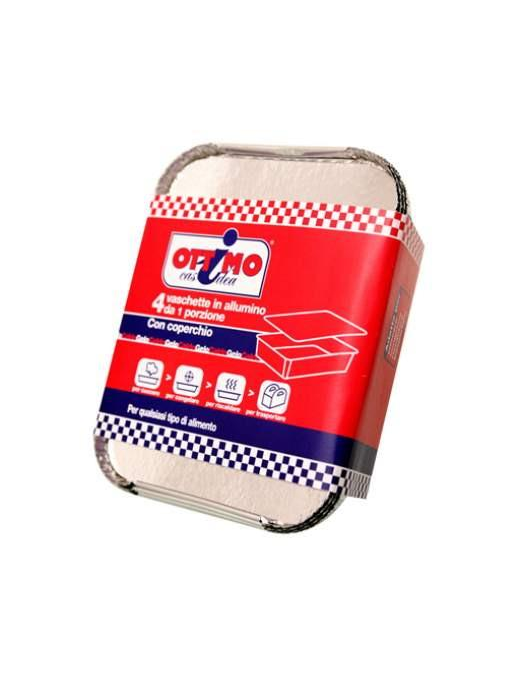EXCELLENT ALUMINUM CONTAINERS WITH LID 1 PORTION 4 PIECES