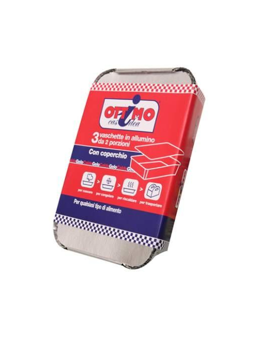 EXCELLENT ALUMINUM CONTAINERS WITH LID 2 PORTIONS 3 PIECES