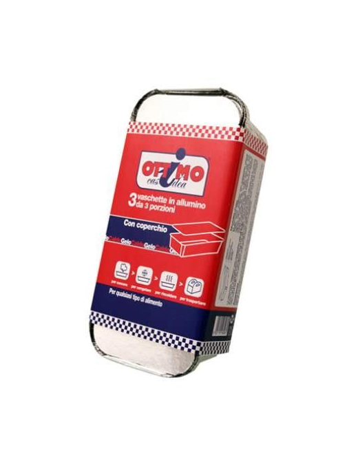 EXCELLENT ALUMINUM CONTAINERS WITH LID 3 PORTIONS 3 PIECES