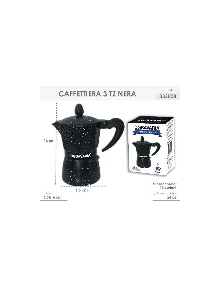 BLACK 3 CUPS COFFEE POT