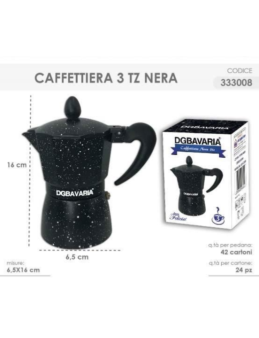 BLACK 3 CUPS COFFEE POT