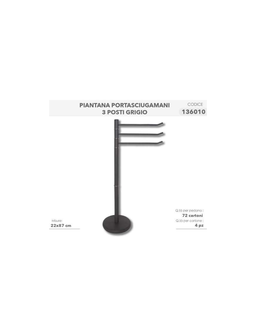 GRAY TOWEL RACK STAND FOR 3 PLACES
