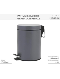 GRAY PEDAL BIN 3lt BATHROOM LINE