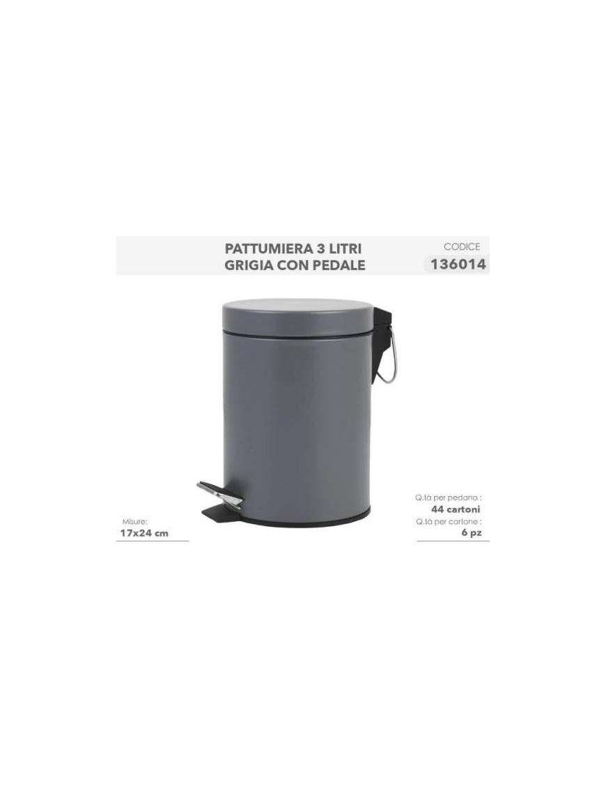 PATTUMIERA A PEDALE  GRIGIO 3lt LINEA BAGNO