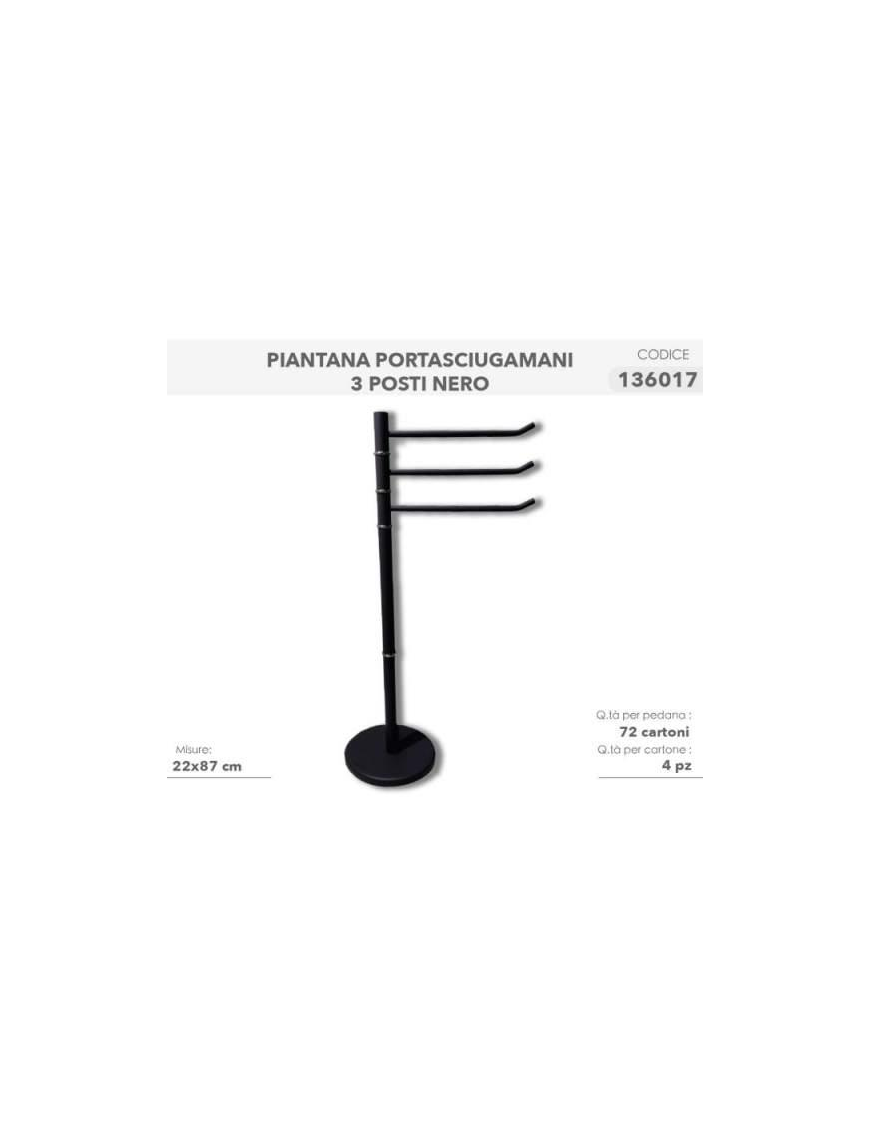 BLACK TOWEL RACK STAND FOR 3 PLACES