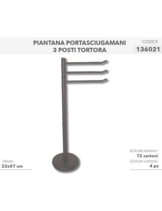 TORTORA PIANTANA PORTA ASCIUGAMANI 3 POSTI