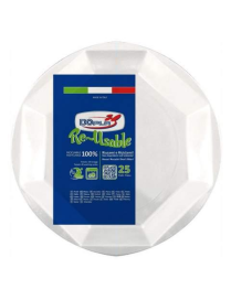 WHITE DEEP PLATE DIAMETER 220 MM 25 OCTAGONAL PIECES