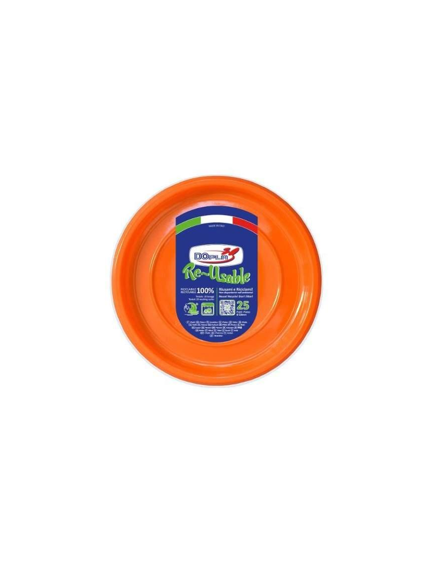 PIATTO PIANO ARANCIO DIAMETRO 220 MILLIMETRI 25 PEZZI