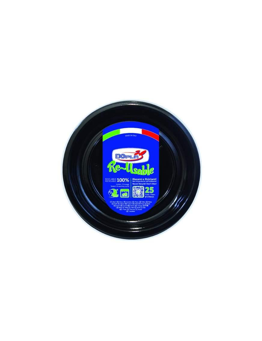 PIATTO FRUTTA NERO DIAMETRO 170 MILLIMETRI 25 PEZZI