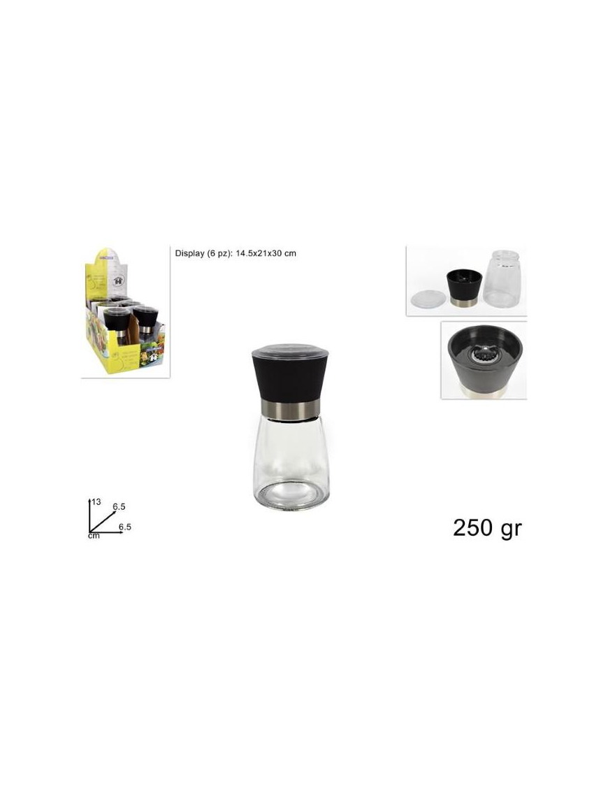 SALT/PEPPER GRINDER 250 GRAMS IN GLASS