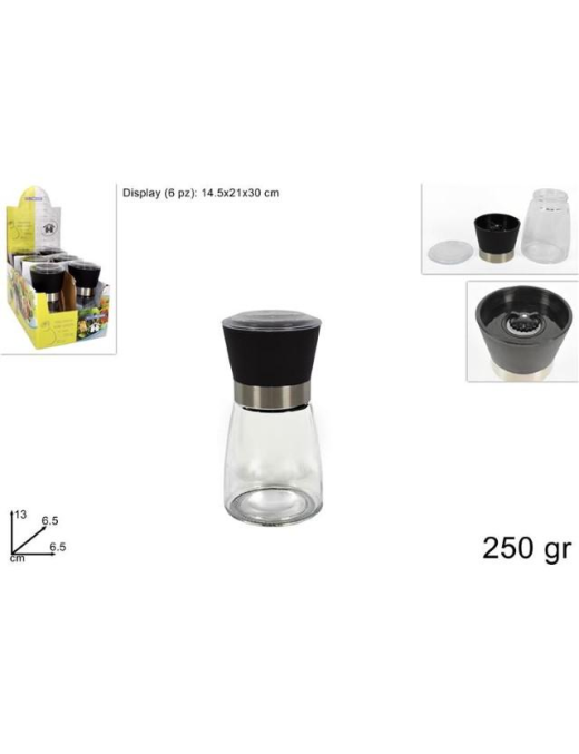 SALT/PEPPER GRINDER 250 GRAMS IN GLASS