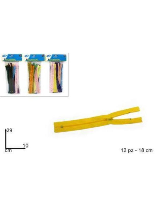 CUCITO CERNIERE COLORATE 12 PEZZI 18 CENTIMETRI