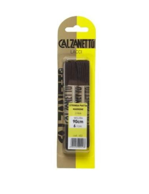 CALZANETTO LACCI 90 CENTIMETRI PIATTI MARRONI 2 PAIA