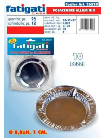 POSACENERE ALLUMINIO 10 PEZZI DIAMETRO 8,8 CENTIMETRI