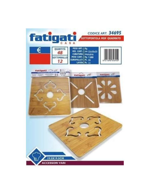 SQUARE MDF TRIVET 19.5x19.5 CENTIMETERS