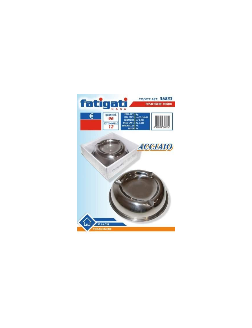 ROUND STEEL ASHTRAY 16 CENTIMETERS