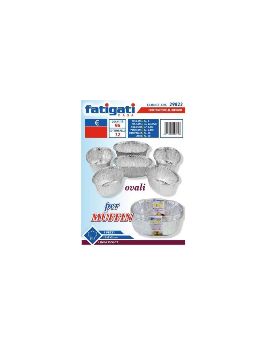 ALUMINUM MUFFIN MOLDS 6 PIECES 12x9x5 CENTIMETERS