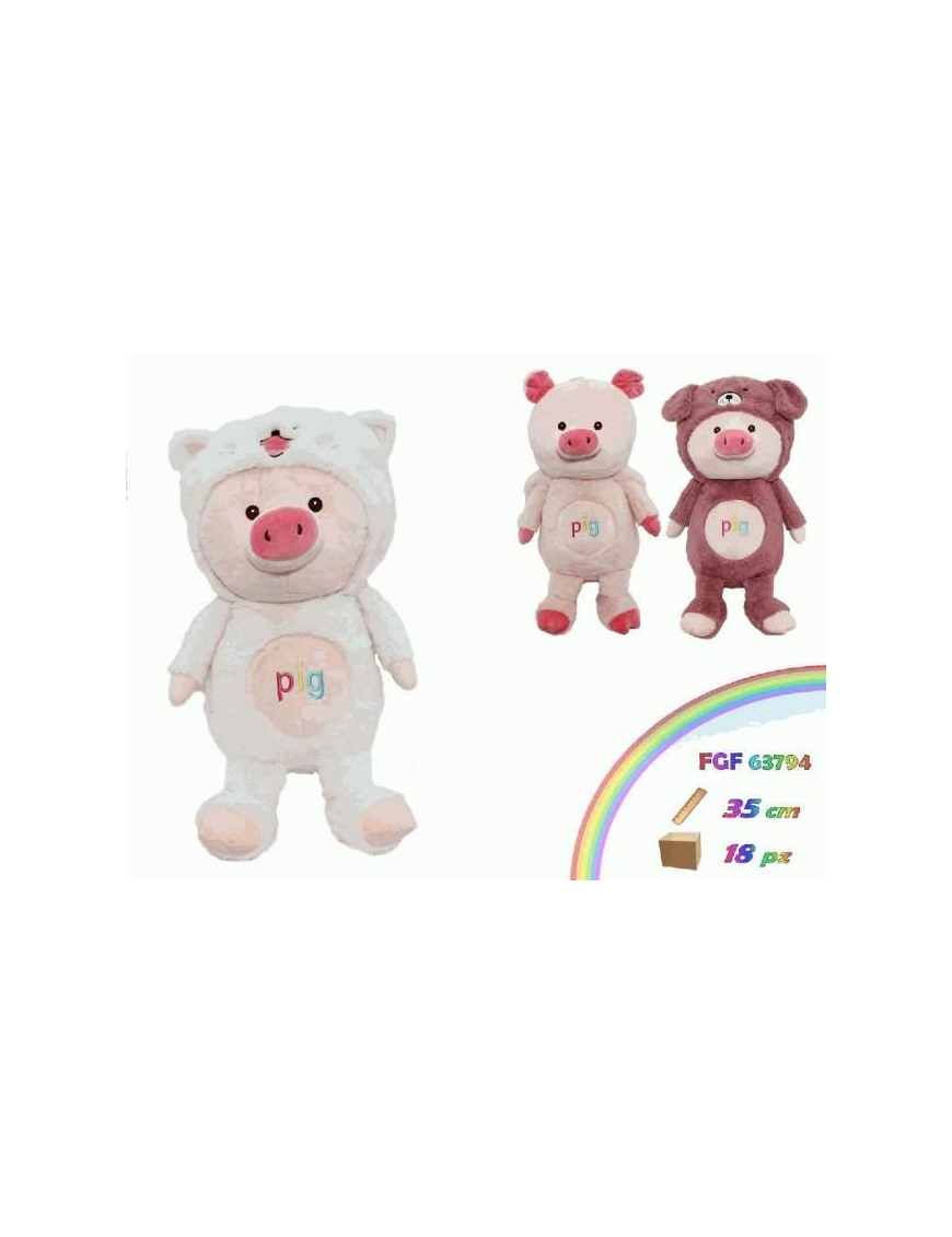 PLUSH PIG WITH HOOD 35 CM