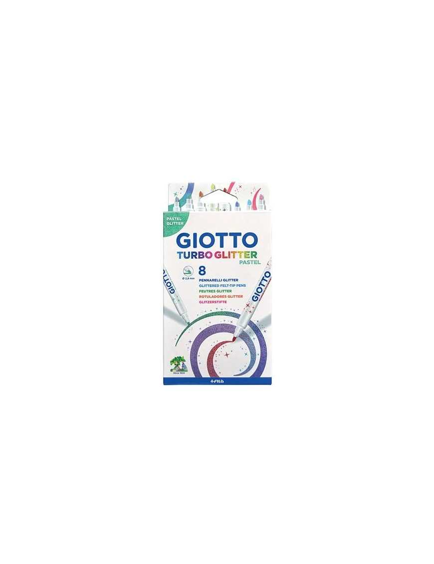 GIOTTO TURBO GLITTER 8 PEZZI PASTEL