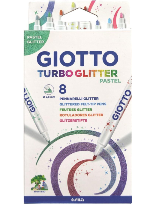 GIOTTO TURBO GLITTER 8 PEZZI PASTEL