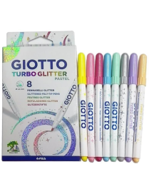 GIOTTO TURBO GLITTER 8 PIECES PASTEL