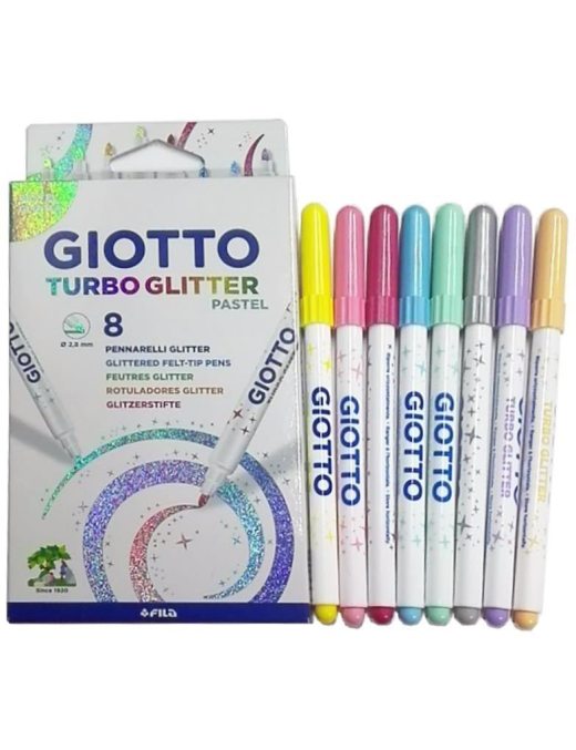 GIOTTO TURBO GLITTER 8 PEZZI PASTEL