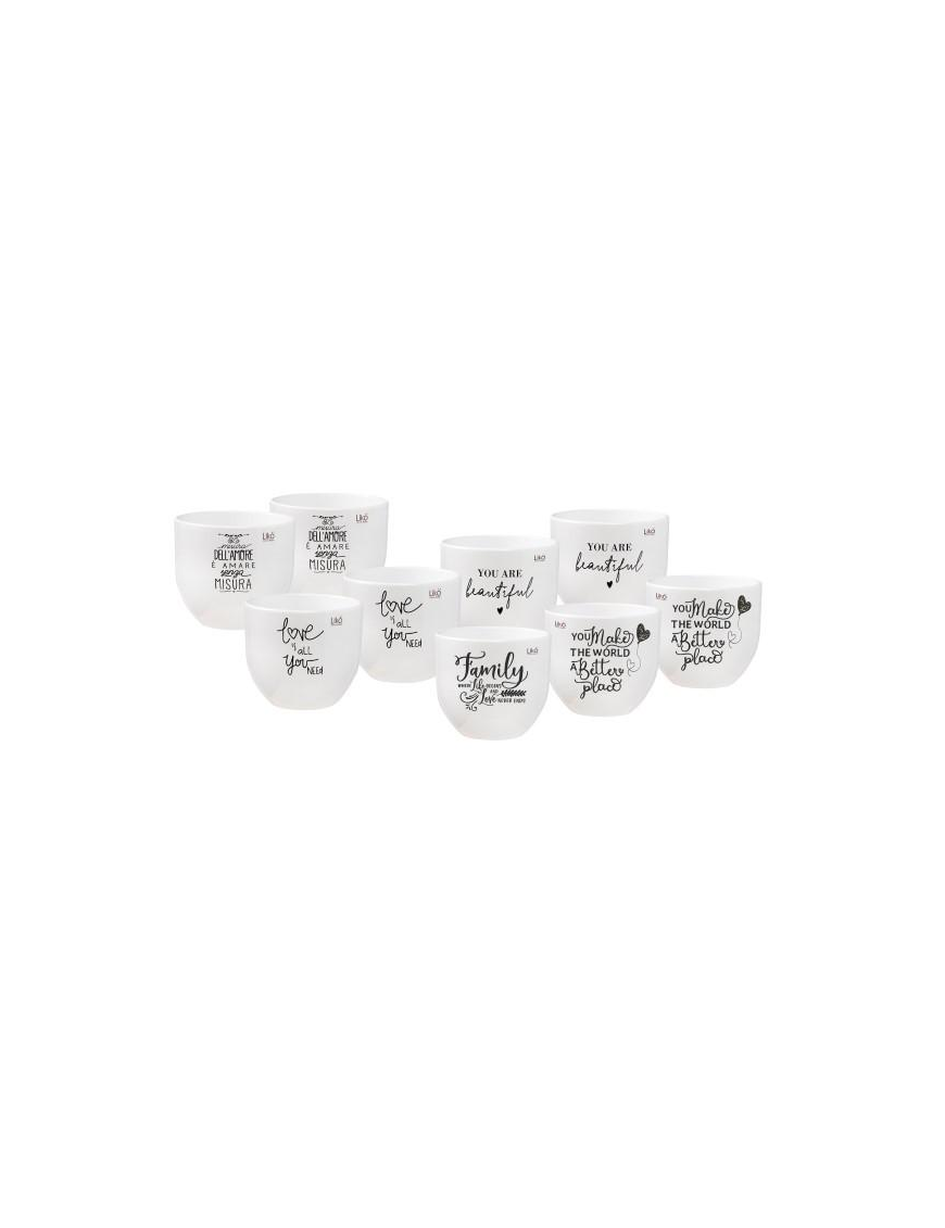 CASPO' WHITE CON FRASI diametro 13cm h 11,5cm