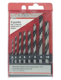 PUNTE TRAPANO LEGNO 8 MISURE