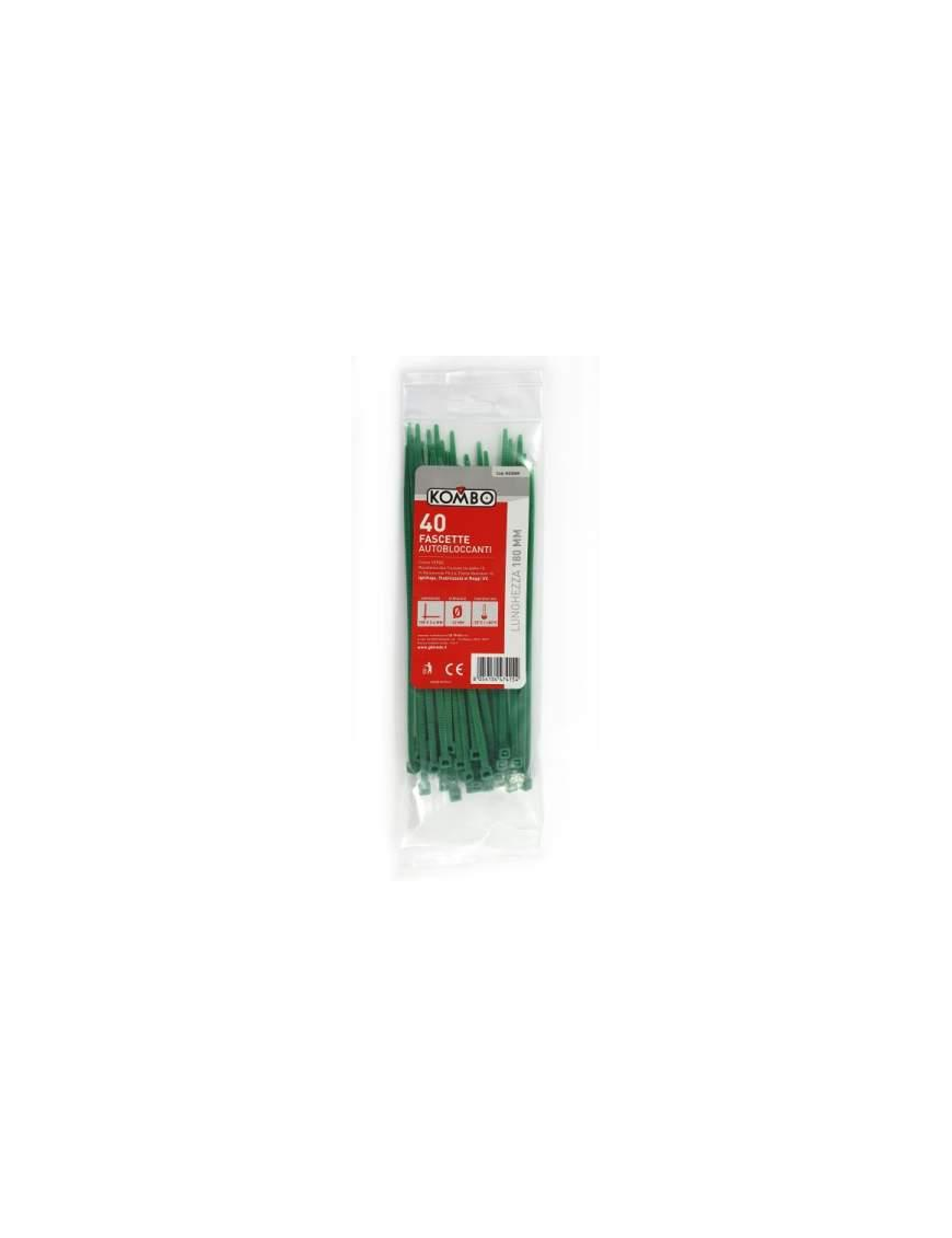 FASCETTE VERDE 3,6x180 MILLIMETRI 40 PEZZI