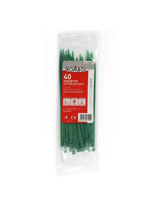 FASCETTE VERDE 3,6x180 MILLIMETRI 40 PEZZI