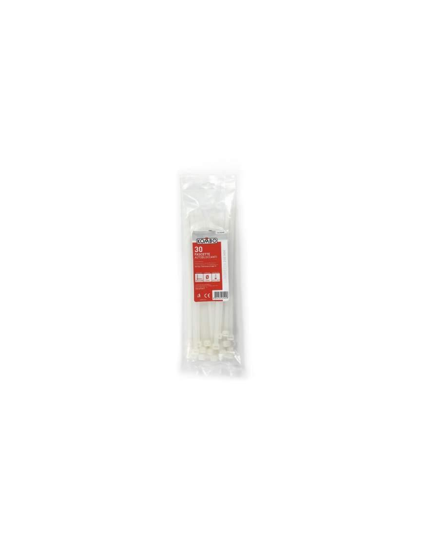 FASCETTE BIANCHE 7,6x250 MILLIMETRI 30 PEZZI