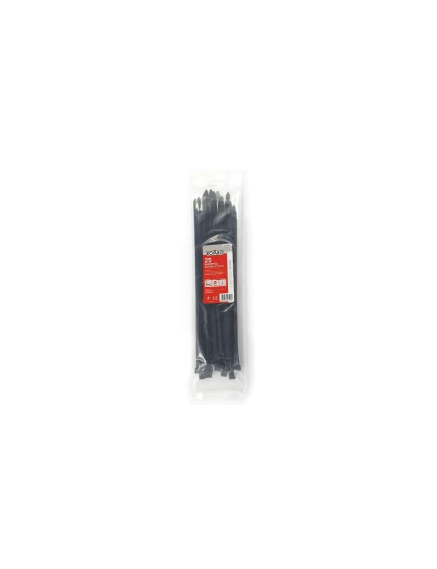 FASCETTE NERE 7,6x350 MILLIMETRI 25 PEZZI