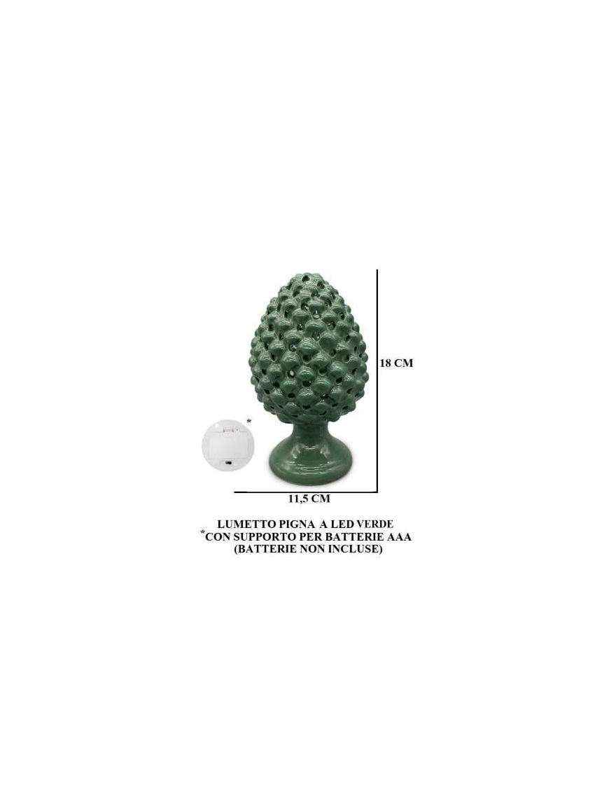 GREEN PINE CONE LAMP 18 CENTIMETERS