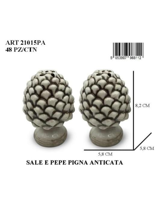 ANTIQUE PINE CONE SALT AND PEPPER SET 2 PIECES
