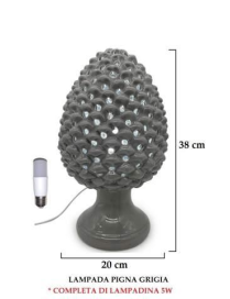 GRAY PINE CONE LAMP 38 CENTIMETERS