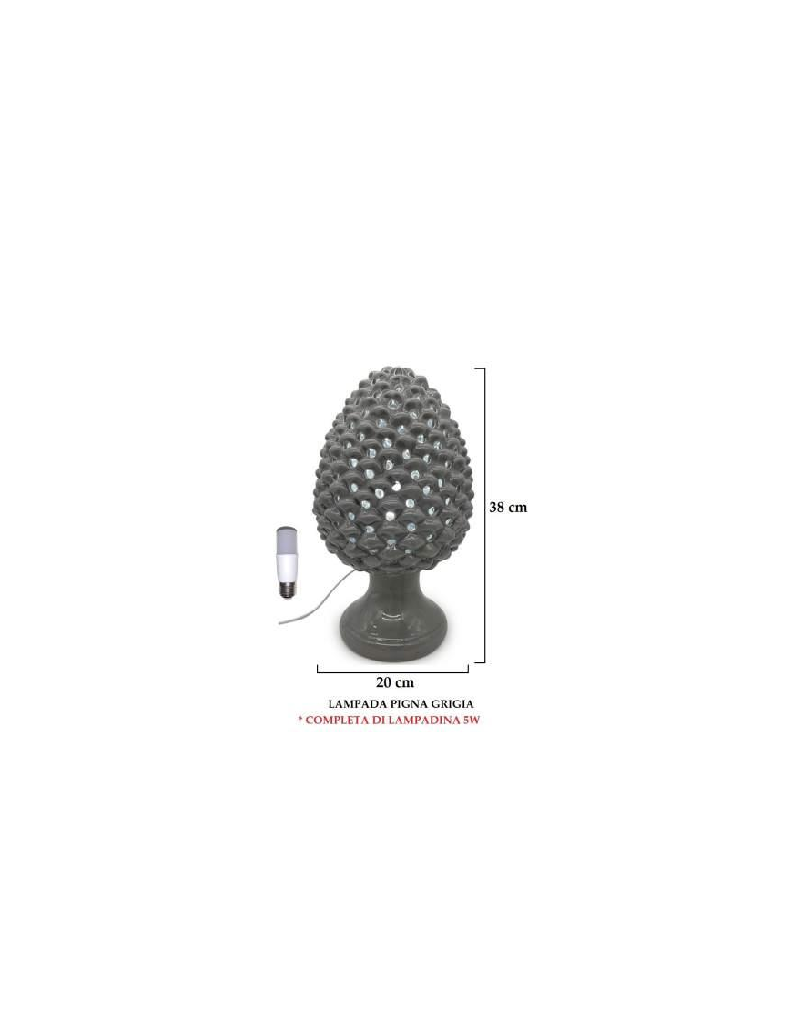 GRAY PINE CONE LAMP 38 CENTIMETERS