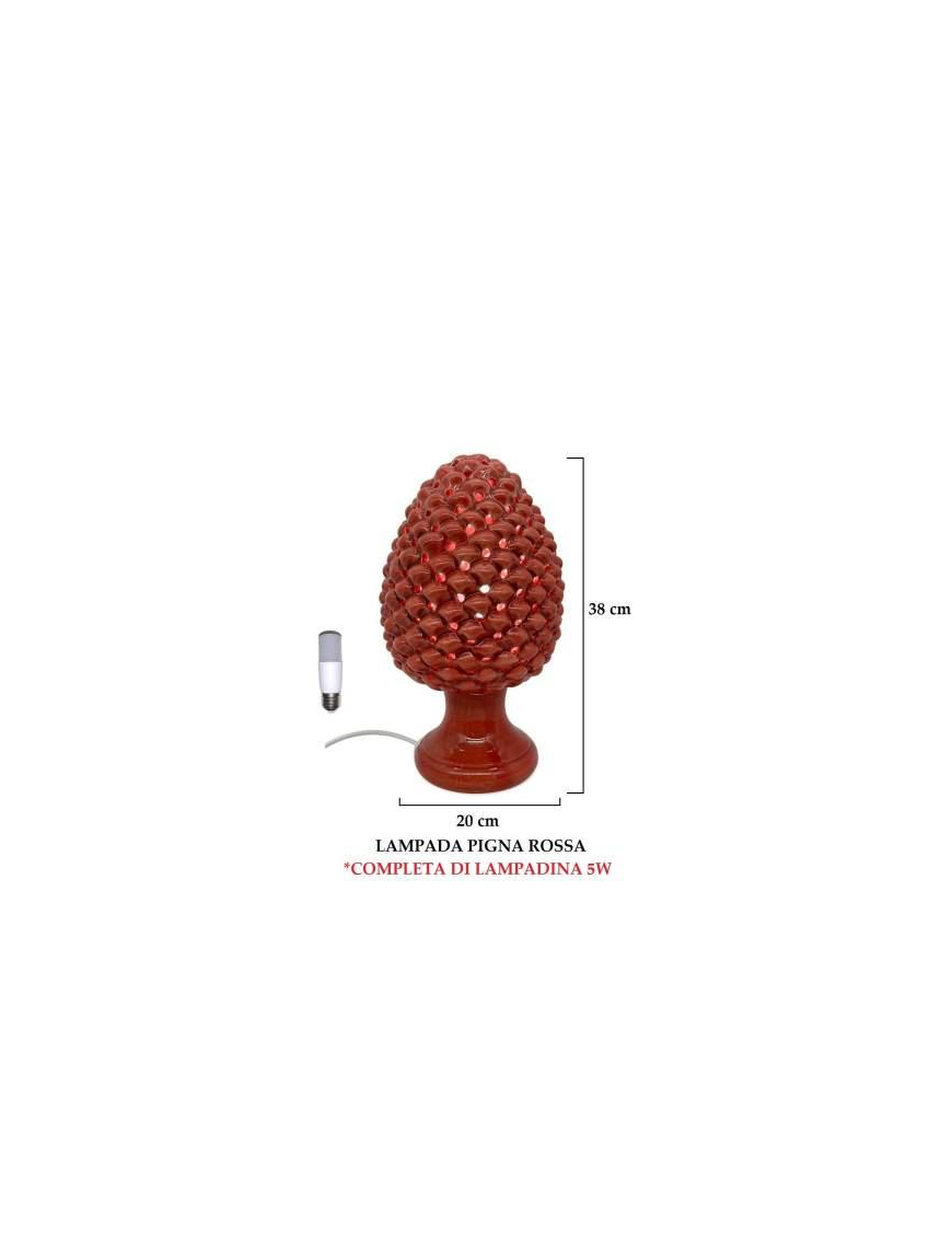 RED PINE CONE LAMP 38 CENTIMETERS