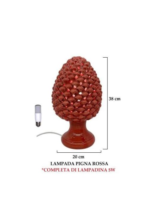 RED PINE CONE LAMP 38 CENTIMETERS