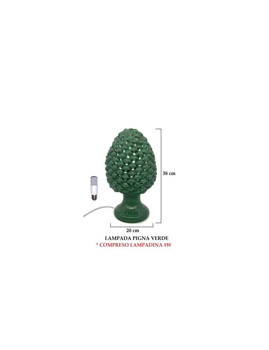GREEN PINE CONE LAMP 38 CENTIMETERS