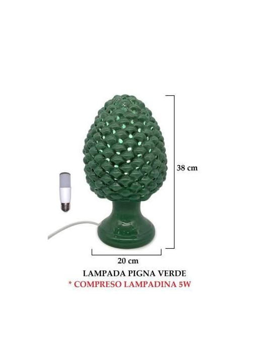 GREEN PINE CONE LAMP 38 CENTIMETERS