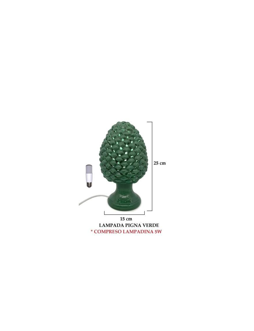 GREEN PINE CONE LAMP 25 CENTIMETERS