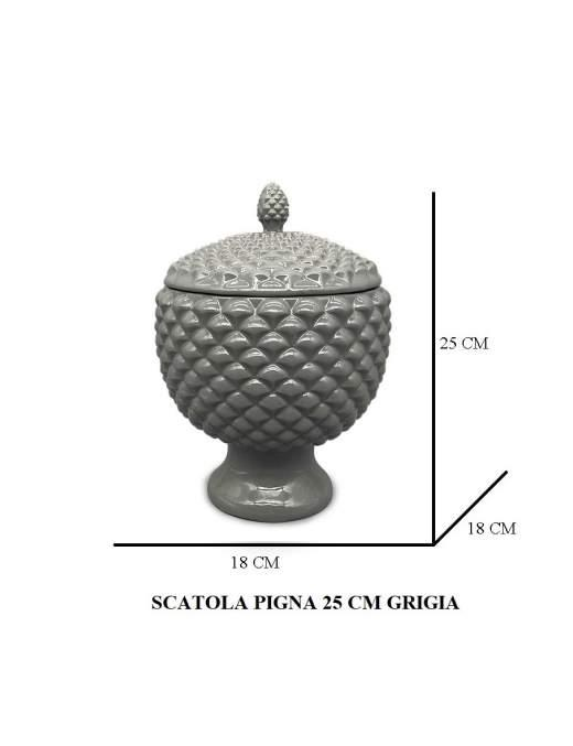 GRAY PINE CONE BOX 25 CENTIMETERS