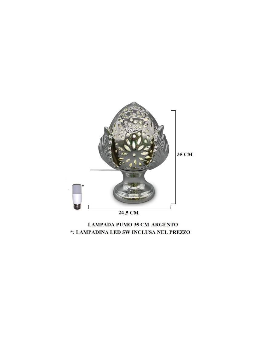 PUMO SILVER LAMP 35 CENTIMETERS