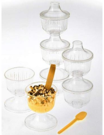 SPRING CUP FOR ICE CREAM WITH LID 6 PIECES 8.5x9 CENTIMETERS
