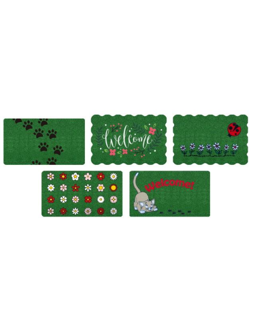 GREEN FLOCK DOORMAT 40x70 CENTIMETERS RECTANGULAR ASSORTED COLORS AND DESIGNS