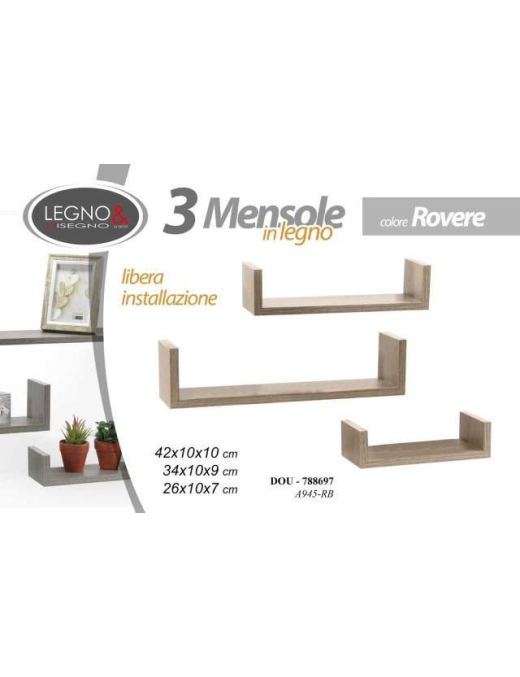 OAK SHELF SET 3 pieces