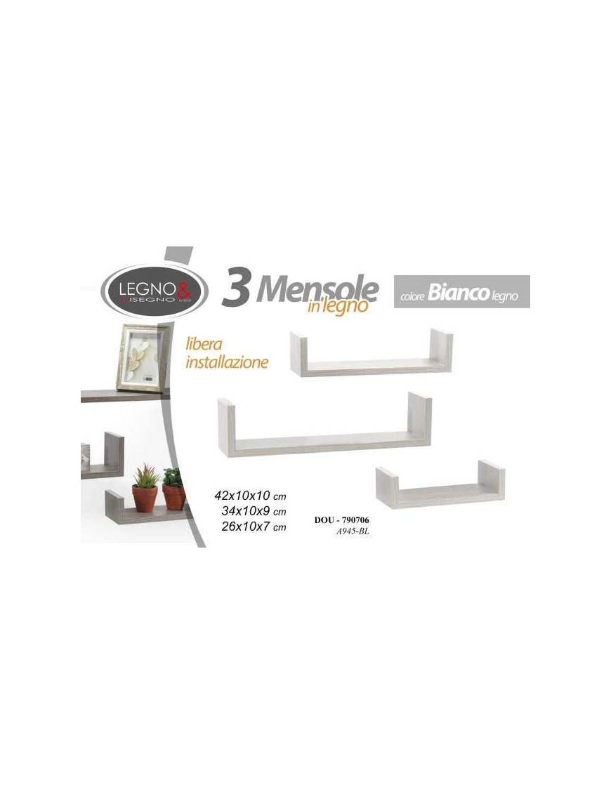 WHITE WOOD EFFECT SHELF SET 3 pieces
